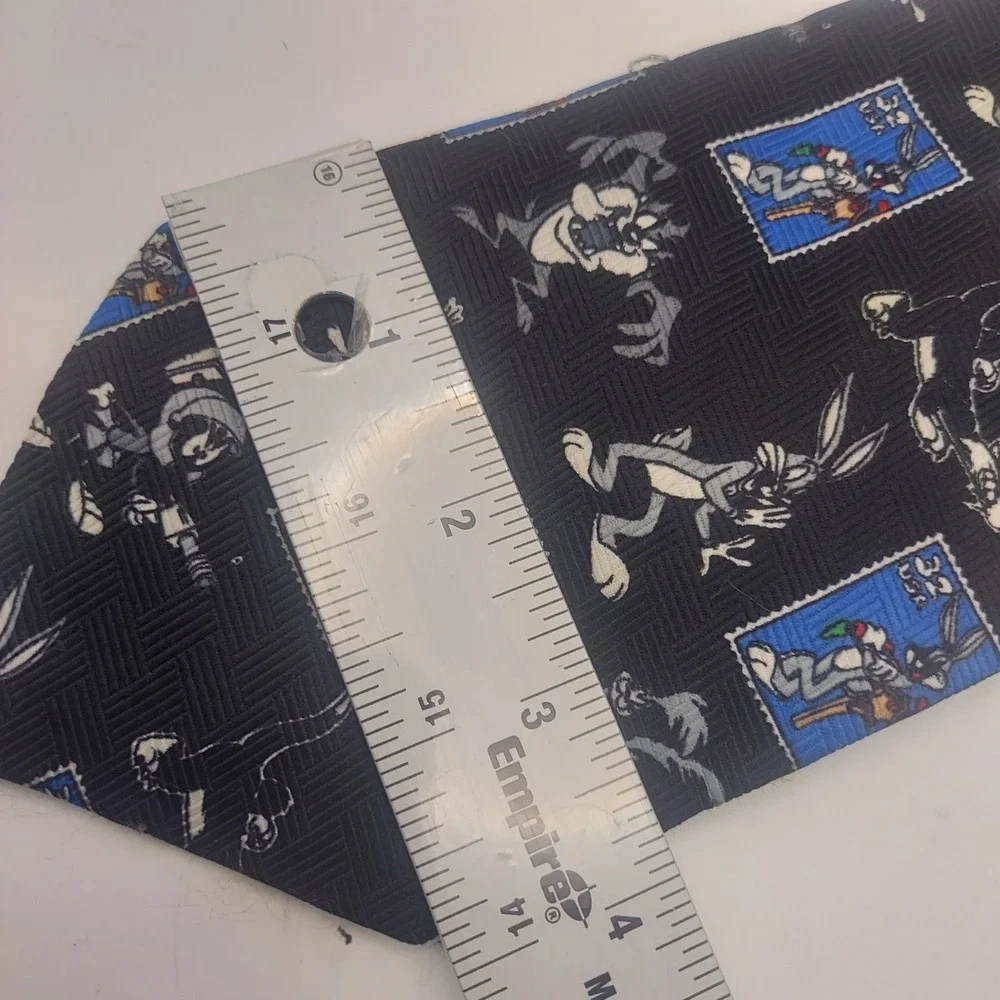 Looney Tunes Stamp‎ Collection Bugs Bunny Mens Black Polyester Necktie 1997 USA